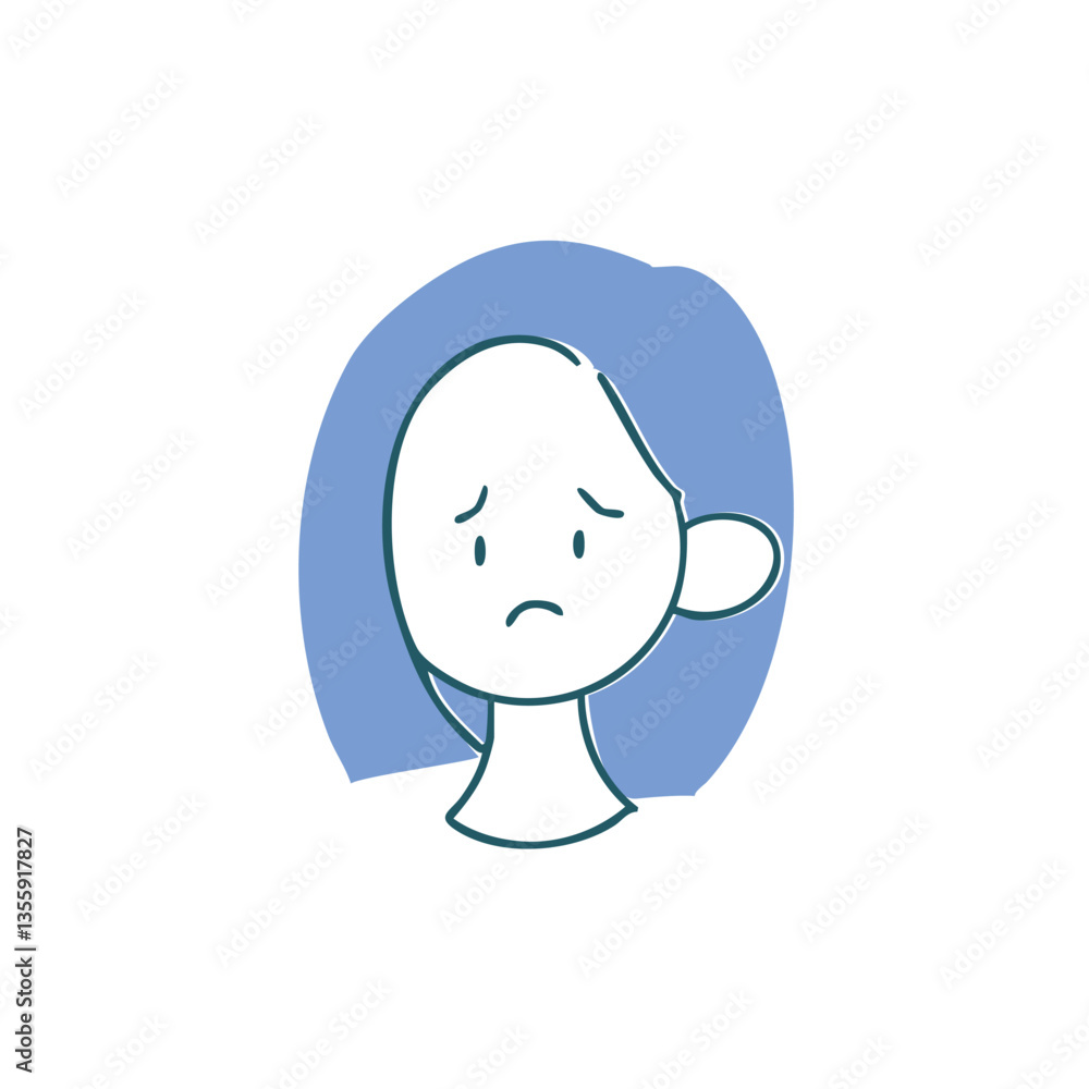 困り顔のショートヘアの女性 シンプルな手描き単品イラスト 困り顔のショートヘアの女性 シンプルな手描き単品イラスト