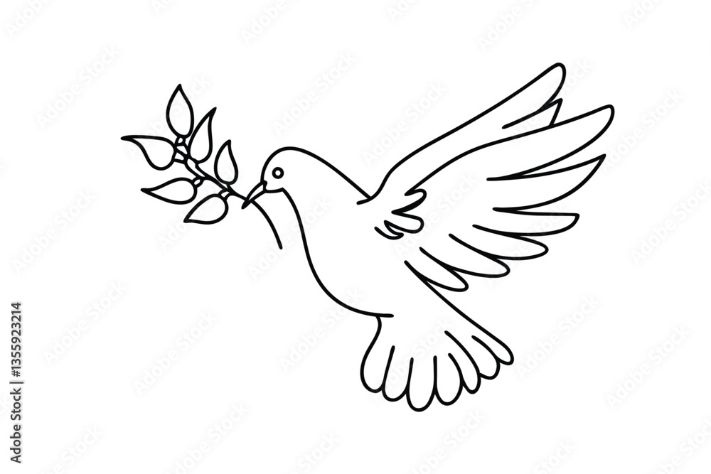 Obraz premium Dove of Peace Olive Branch, Symbol of Hope, Tranquility, Unity