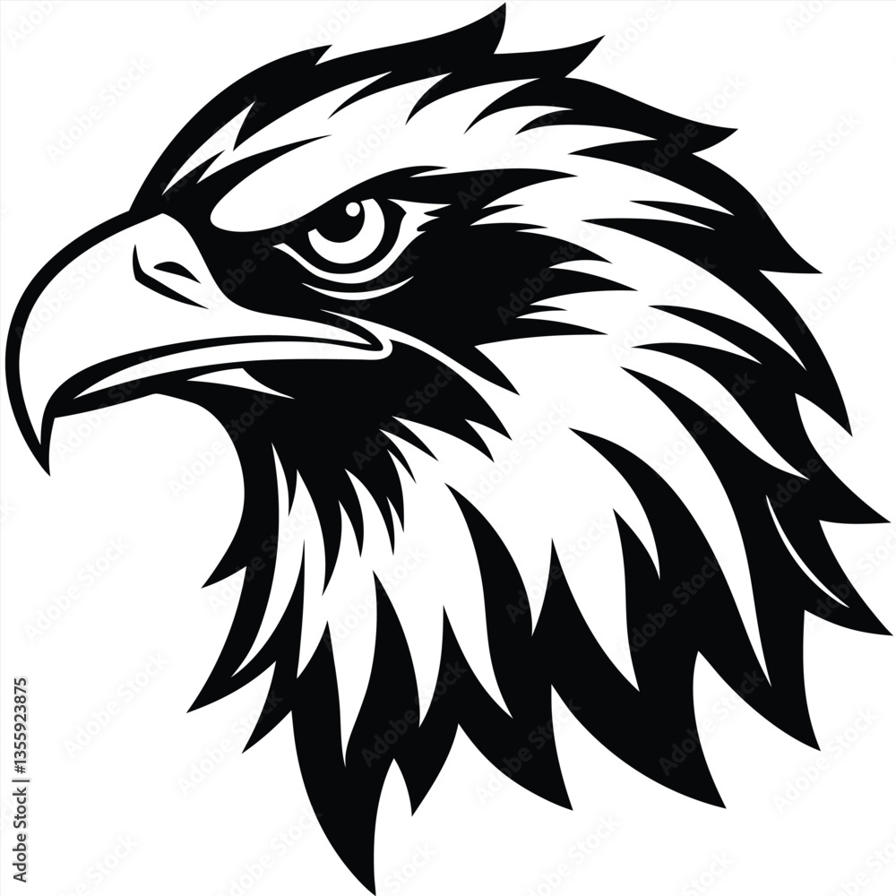Obraz premium Powerful Eagle Head Silhouette Vector Design