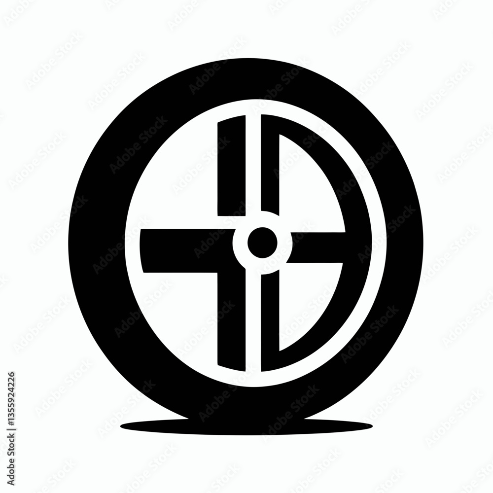 Fototapeta premium very simple flat and minimalist Cartwheel silhouette in black on a white background