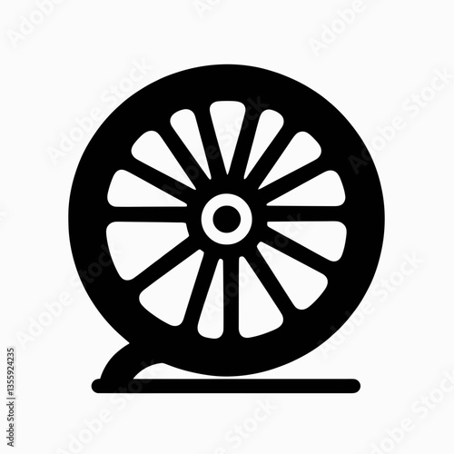  very simple flat and minimalist Cartwheel silhouette in black on a white background