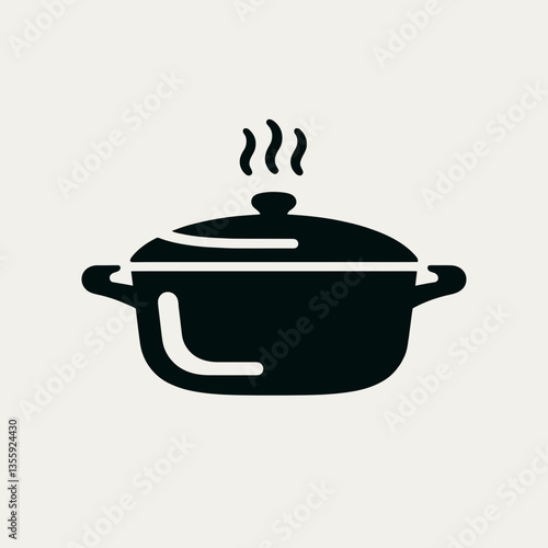very simple flat and minimalist Casserole Dish silhouette in black on a white background