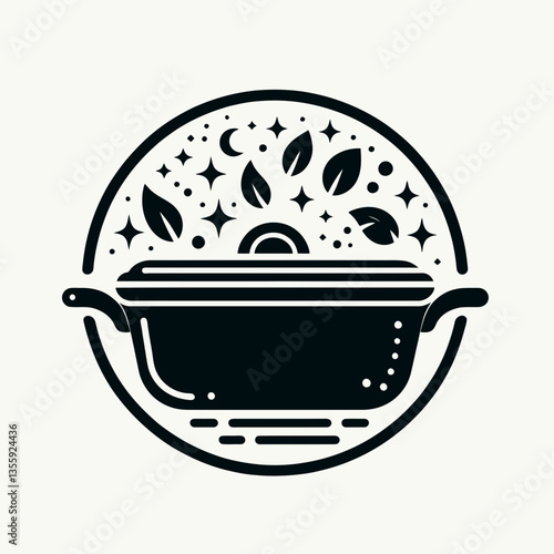very simple flat and minimalist Casserole Dish silhouette in black on a white background