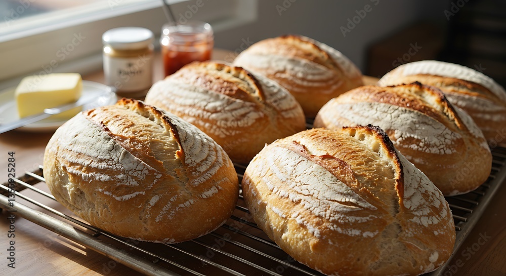 Golden Crust Artisan Breads: Rustic, Sunlit Still Life Golden Crust Artisan Breads: Rustic, Sunlit Still Life