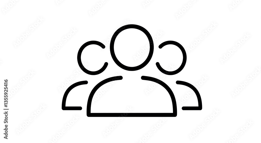 Isolated Simple Line Icon of a Team or Group of People Isolated Simple Line Icon of a Team or Group of People
