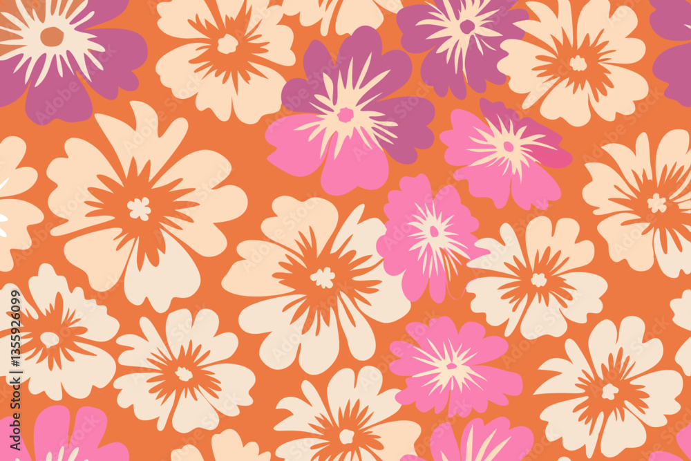 Seamless pattern of pink hibiscus flower backgroun. vector background illustration Seamless pattern of pink hibiscus flower backgroun. vector background illustration