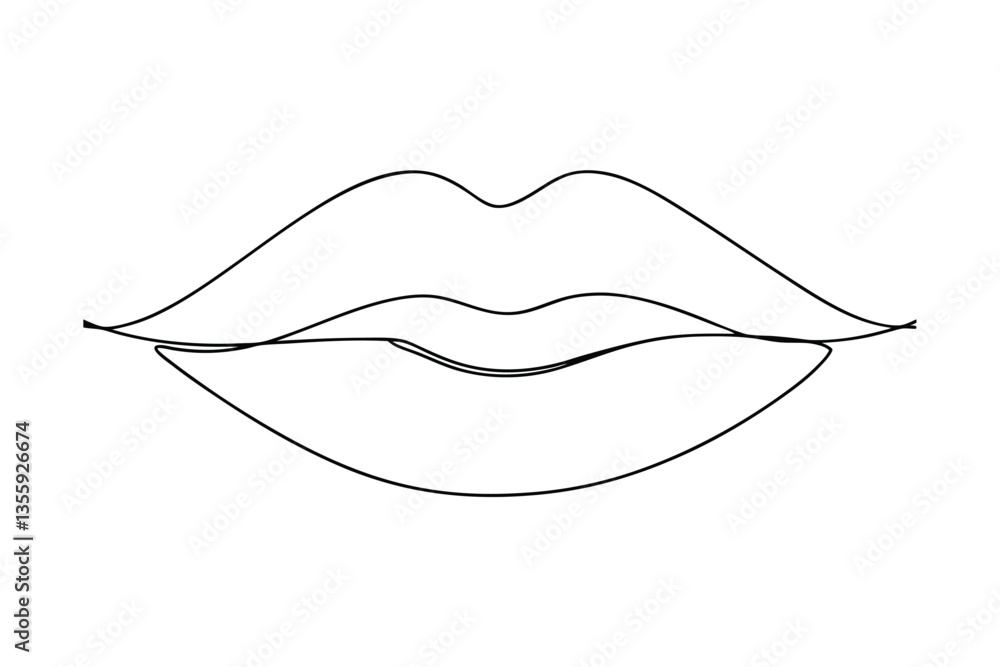 Line Art Drawing of Full Lips, Beauty, Mouth, Kissable Line Art Drawing of Full Lips, Beauty, Mouth, Kissable