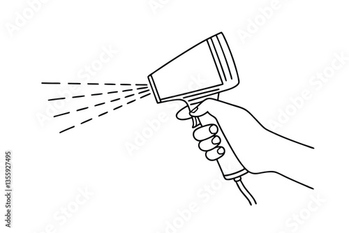 Handheld Garment Steamer Device Line Art Illustration Design