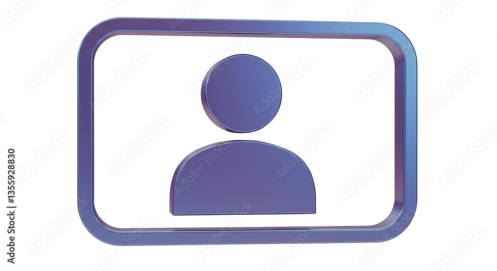 Isolated 3D Icon of User Profile with Rounded Frame Isolated 3D Icon of User Profile with Rounded Frame