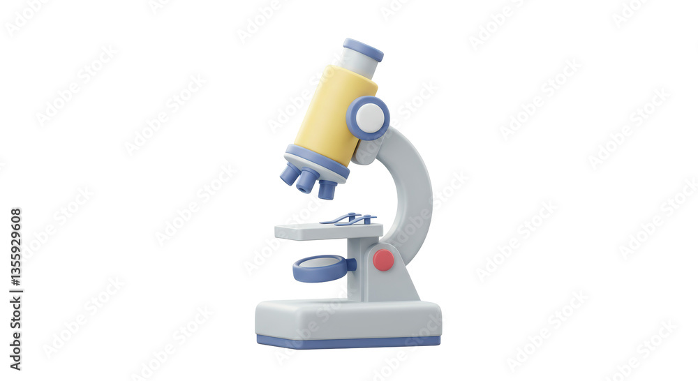 Isolated 3D Modern Microscope with Yellow and Blue Elements Isolated 3D Modern Microscope with Yellow and Blue Elements