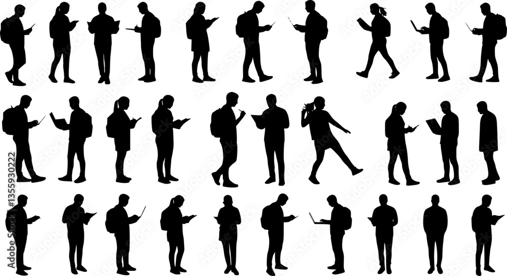 Set of silhouette of student. isolated on white background. vector set Set of silhouette of student. isolated on white background. vector set