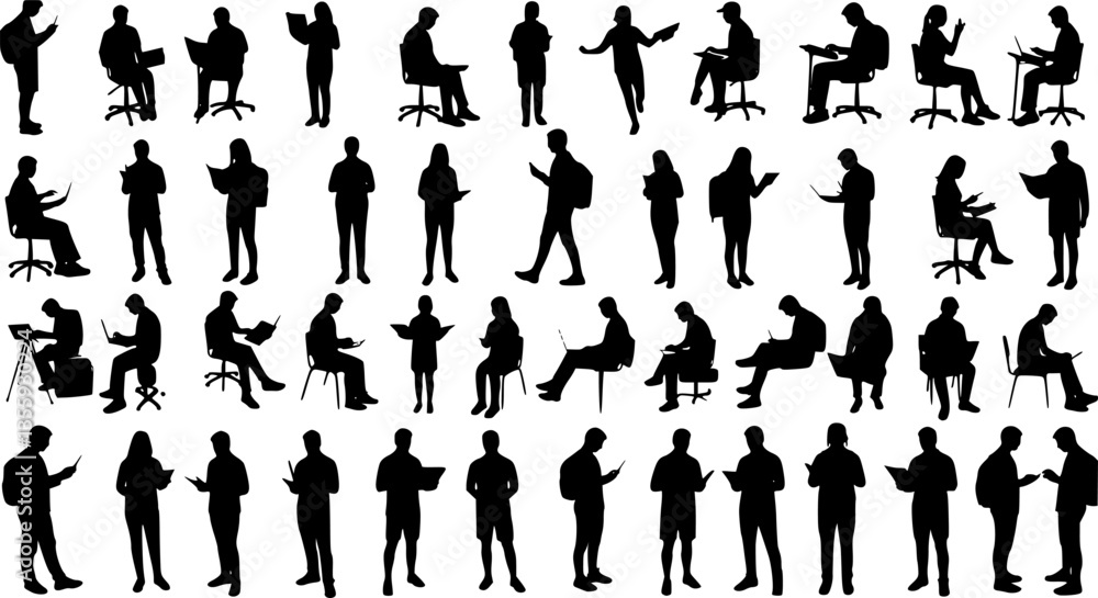 Set of silhouette of student. isolated on white background. vector set Set of silhouette of student. isolated on white background. vector set