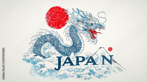 Japan Dragon: A stylized de...