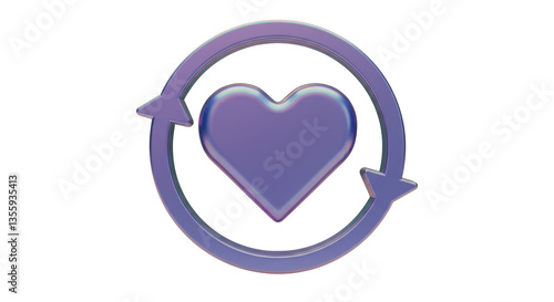 Obraz na płótnie Isolated Heart Refresh Icon with Looping Arrows