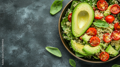 Avocado and Tomato Salad: A vibrant and healthy salad featuring fresh avocado, juicy tomatoes, and leafy greens, showcasing a delicious and nutritious meal.