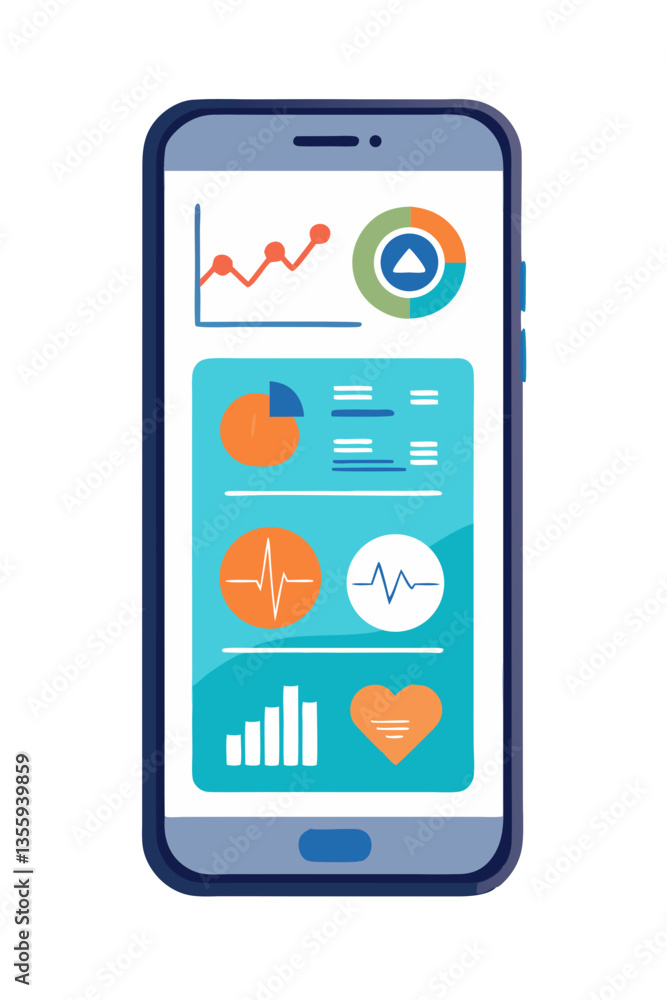 A smartphone screen displaying a digital health tracking app, isolated on white background.
A smartphone screen displaying a digital health tracking app, isolated on white background.