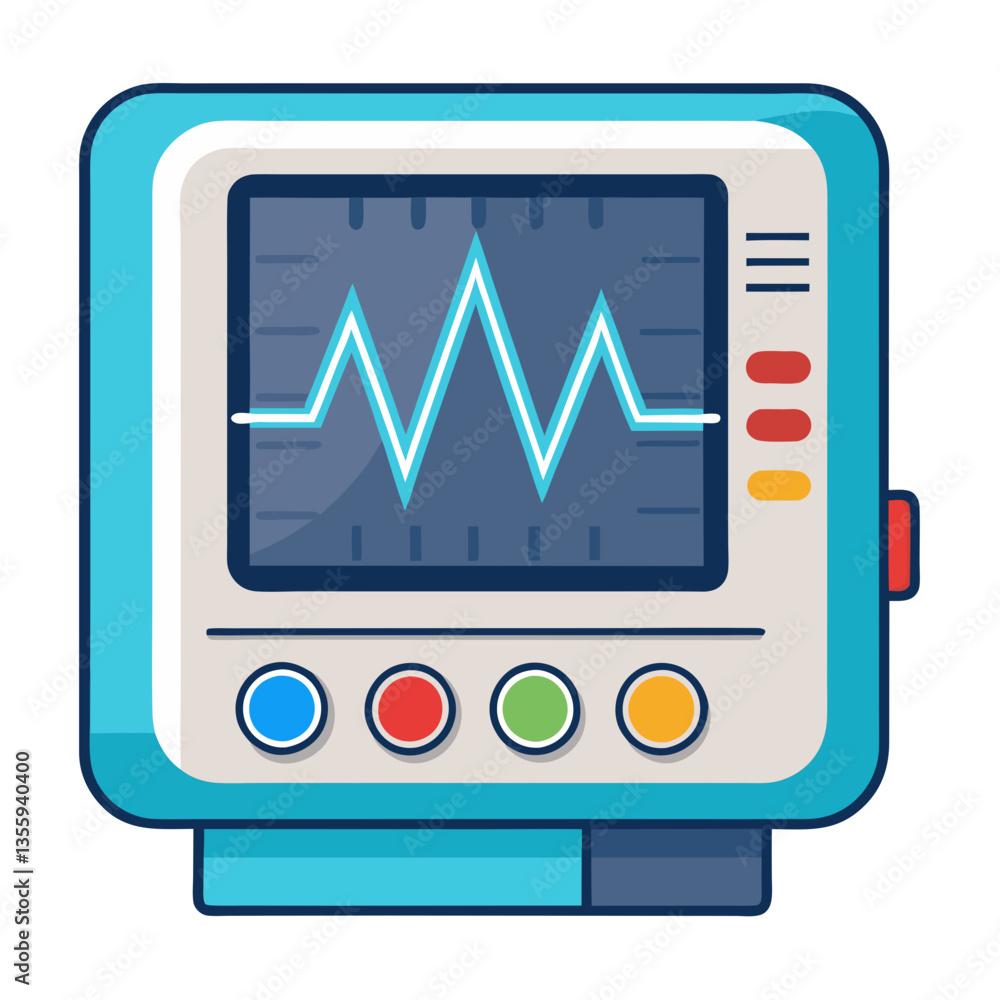 An electrocardiogram (EKG) machine showing a heartbeat waveform, isolated on white background.
An electrocardiogram (EKG) machine showing a heartbeat waveform, isolated on white background.