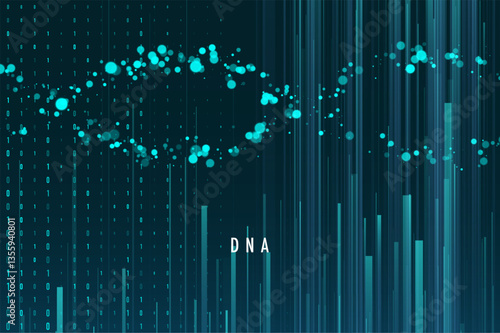 Big genomic data visualization. DNA test, genom map. Graphic concept for your design