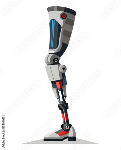 A high-tech prosthetic leg with adjustable features, isolated on white background.
