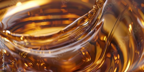 Golden Liquid Pouring, Abstract Art