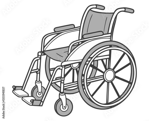 A modern wheelchair with ergonomic design, isolated on white background.
