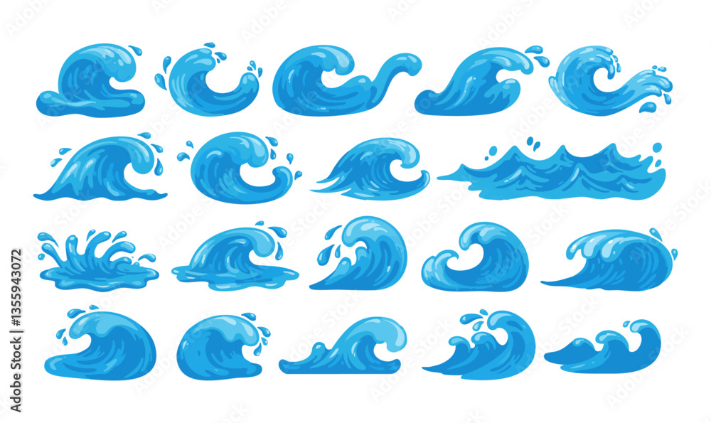 Fototapeta premium Dynamic Ocean Wave Illustrations