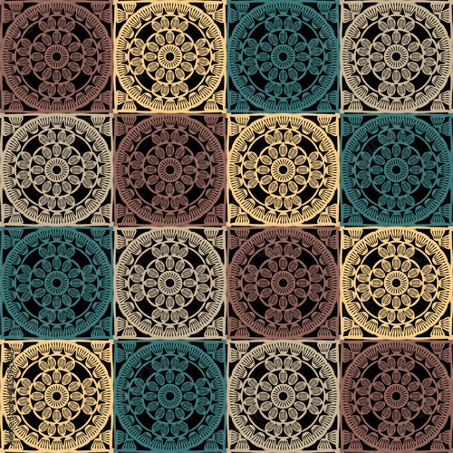 Pattern with crochet granny square wallpaper handmade decorative art design print	

