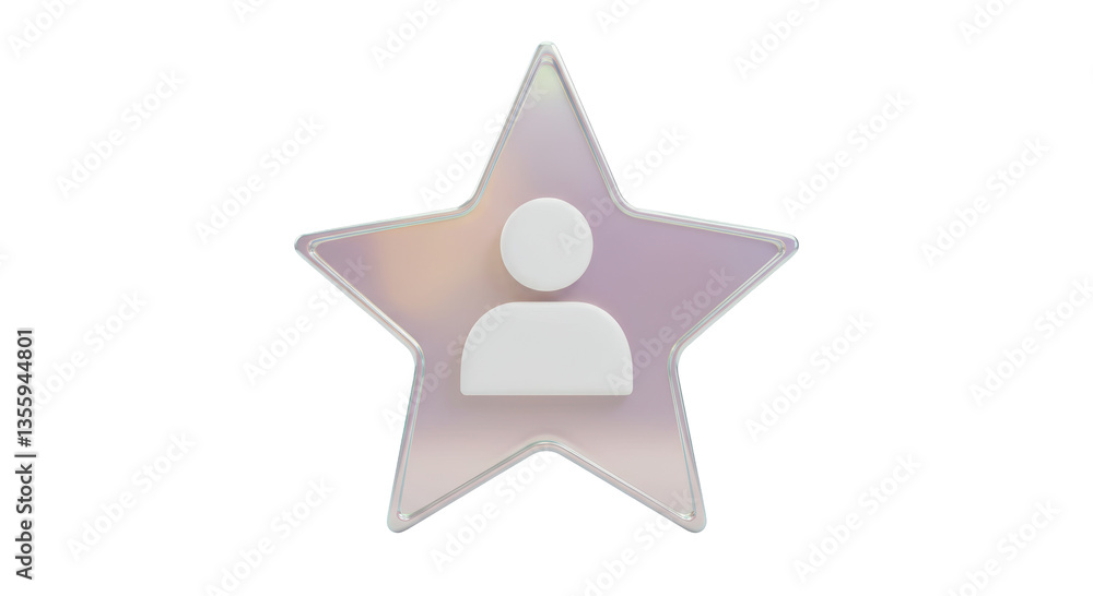 Isolated Star Badge with User Icon Silhouette Isolated Star Badge with User Icon Silhouette