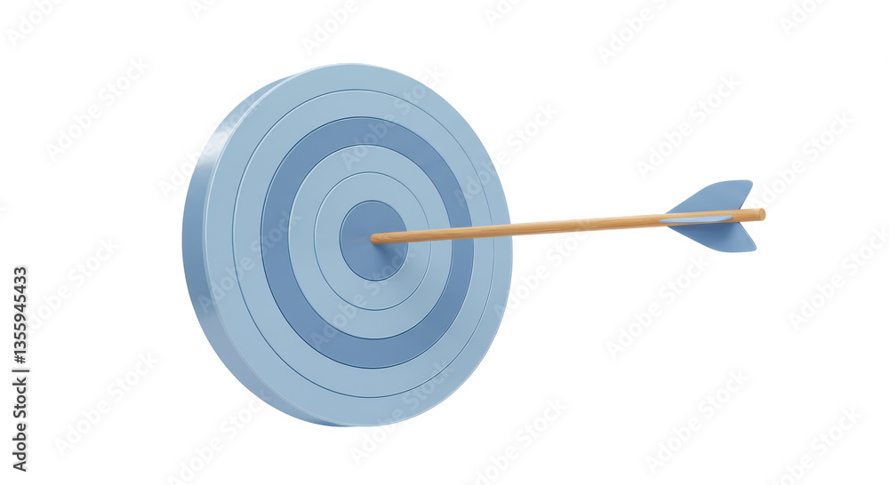 Isolated Target with Arrow in Bullseye