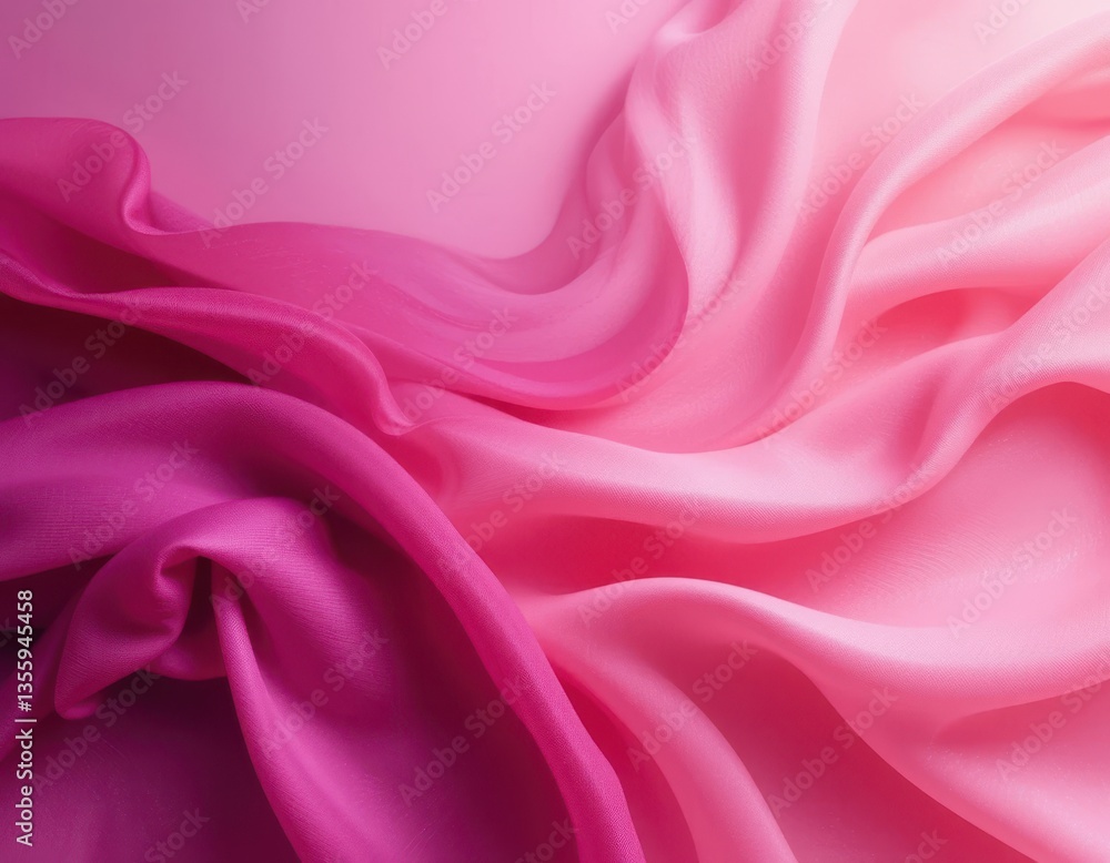 Obraz premium Elegant Draped Pink and Magenta Silk Fabric Texture Background Soft Gradient Colors for Design