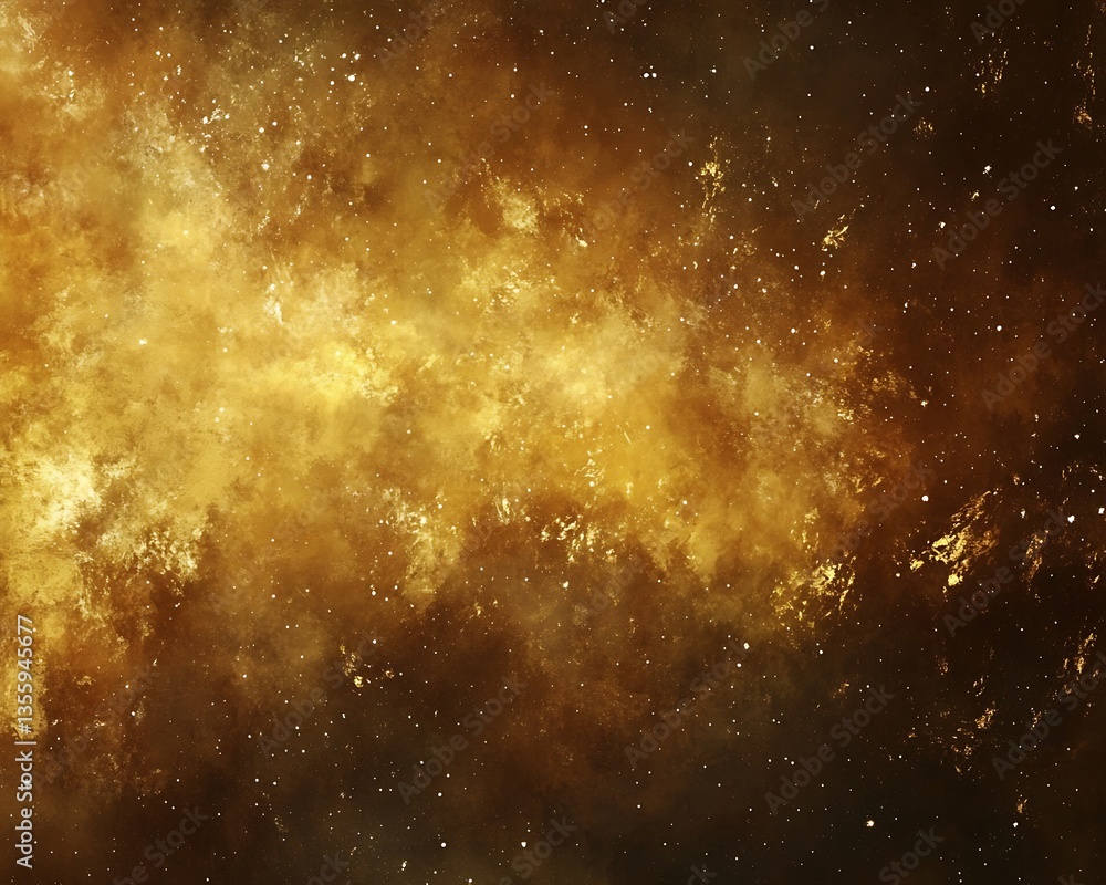 Naklejka premium Golden Nebula Space Background.