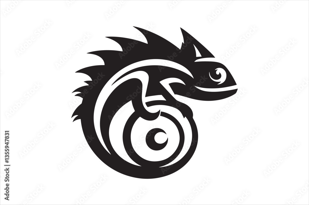 Tribal-Style Chameleon Silhouette Vector Art Tribal-Style Chameleon Silhouette Vector Art