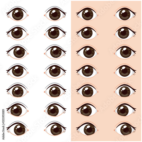 色々な方向を見た瞳のイラスト