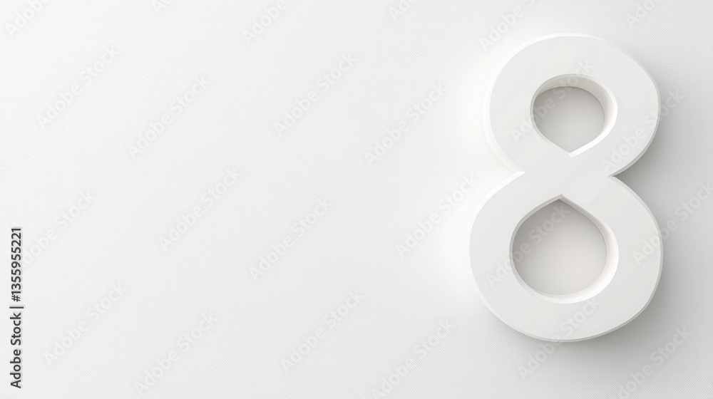 Modern and minimalistic number 8 design on white background, perfect for decor Modern and minimalistic number 8 design on white background, perfect for decor