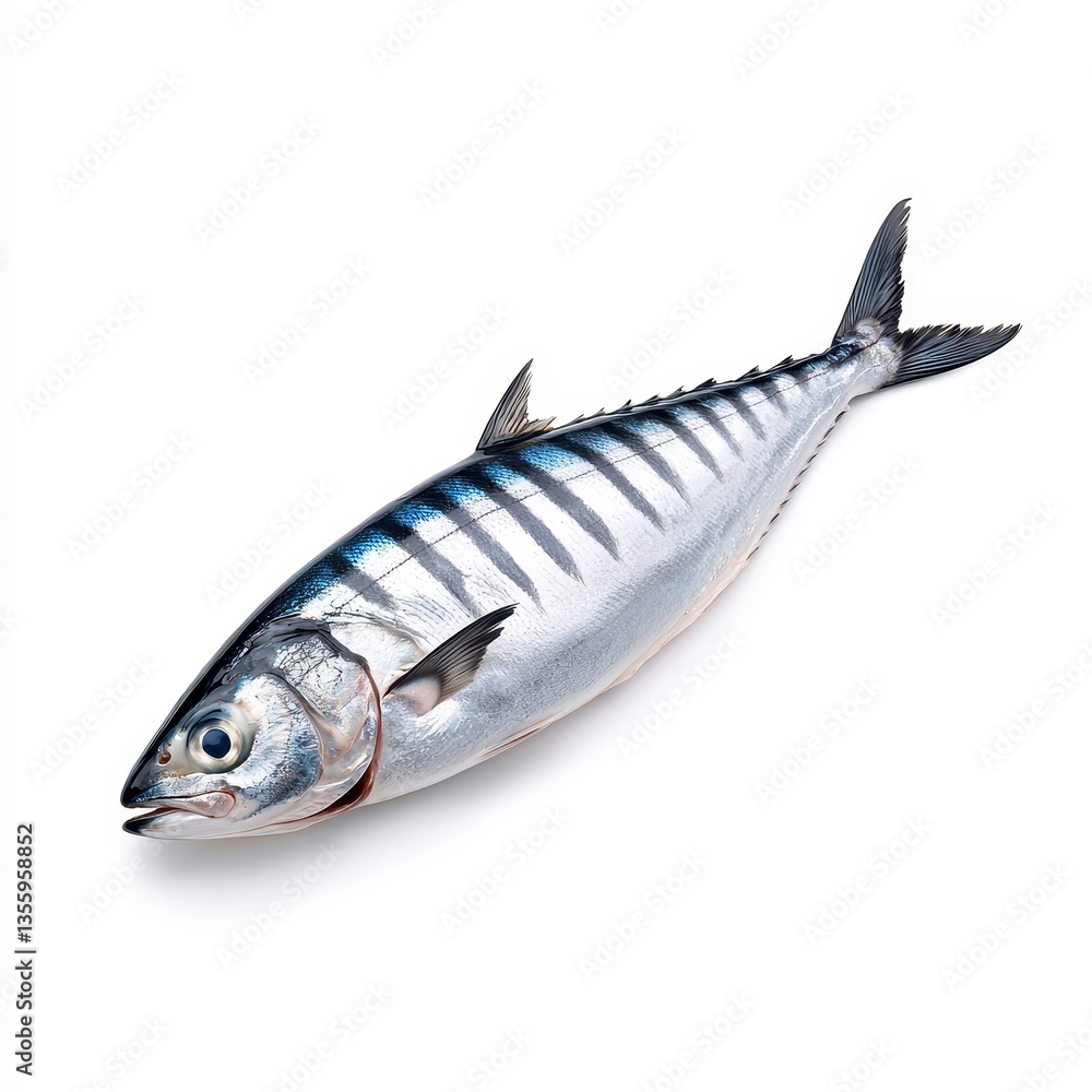 Fresh, shiny mackerel fish on a clean white background. Fresh, shiny mackerel fish on a clean white background.