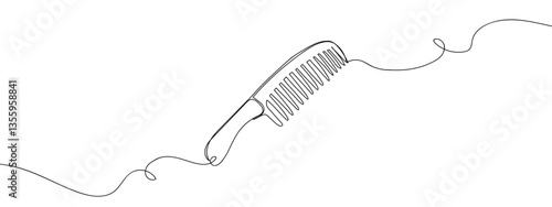 continuous line comb with transparent background editable stroke.