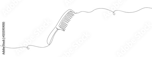 continuous line comb with transparent background editable stroke.