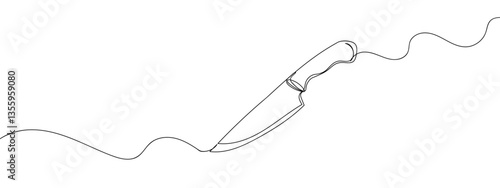 Wallpaper Mural Continuous line kitchen knife with transparent background editable stroke. Torontodigital.ca