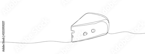 Continuous line, cheese block with transparent background editable stroke.