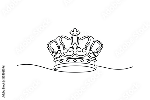 Single Line Crown Drawing Royal, Elegant, Majestic, Regal, King, Queen, Power, Symbol, Authority, Mo