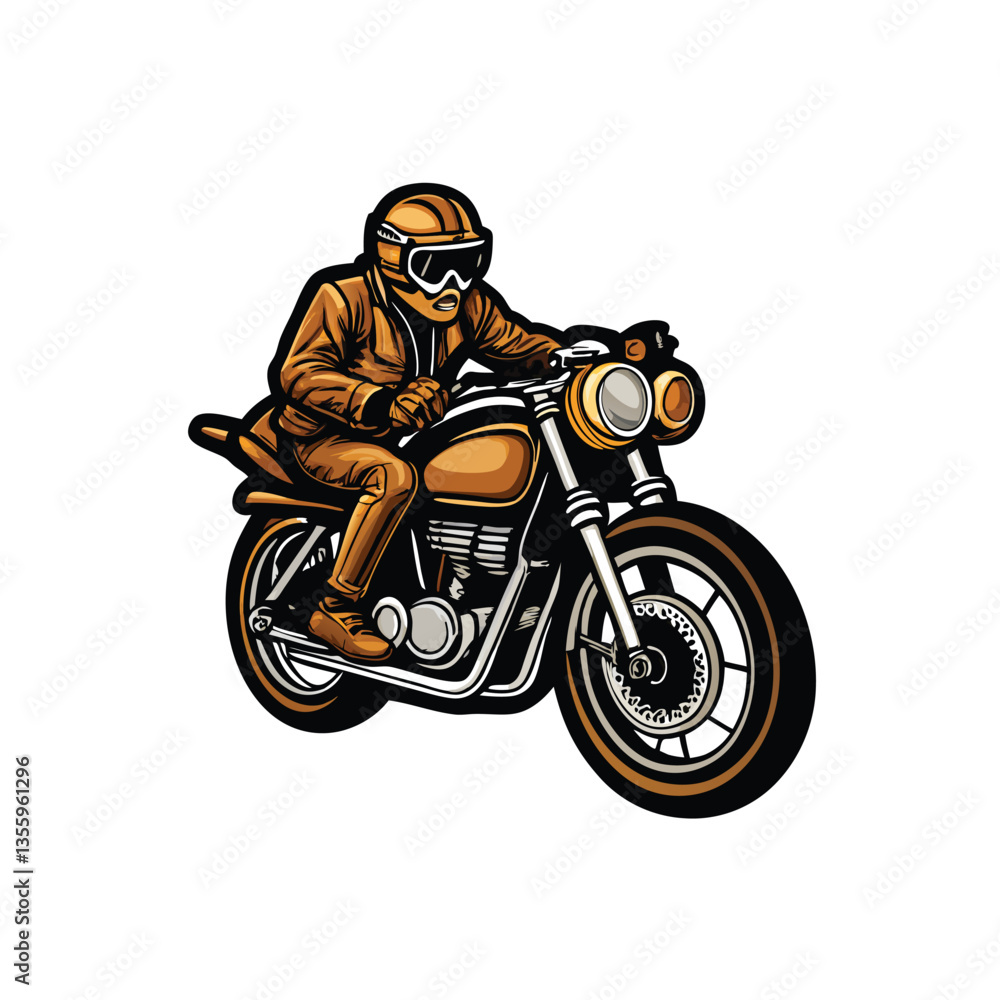 Create a clean vector illustration of a classic café racer motorcycle, emphasizing sleek lines and minimalist design. Include details like a low-slung seat and high-mounted handlebars. Create a clean vector illustration of a classic café racer motorcycle, emphasizing sleek lines and minimalist design. Include details like a low-slung seat and high-mounted handlebars.