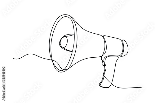 Single Line Drawing of a Megaphone for Announcement
