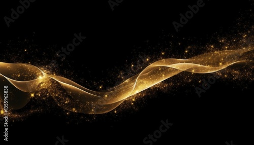 Wallpaper Mural Golden wave flowing through black. Glitters sparkle, creating a magical & elegant effect. Background is dark & empty Torontodigital.ca