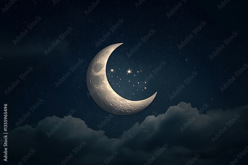 Fototapeta premium Crescent Moon Night Sky