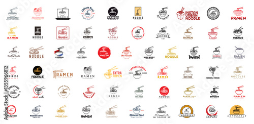 Noodle logo collection. Fast Food Restaurant Brand Design is an original and eye-catching logo series.