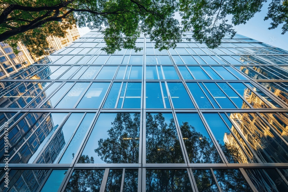 Modern Skyscraper Architecture with Glass Facade
