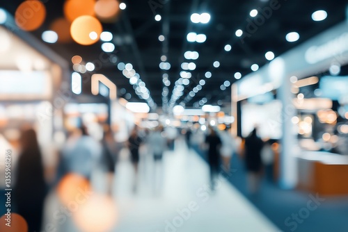 Obraz na płótnie Blurred Expo Hall with Busy Attendees w salonie