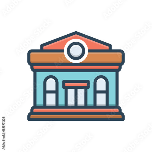 Color illustration icon for post office