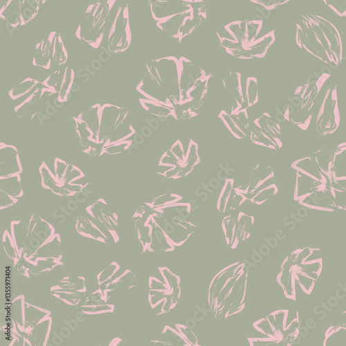 Neutral Colour Abstract Floral Seamless Pattern Design