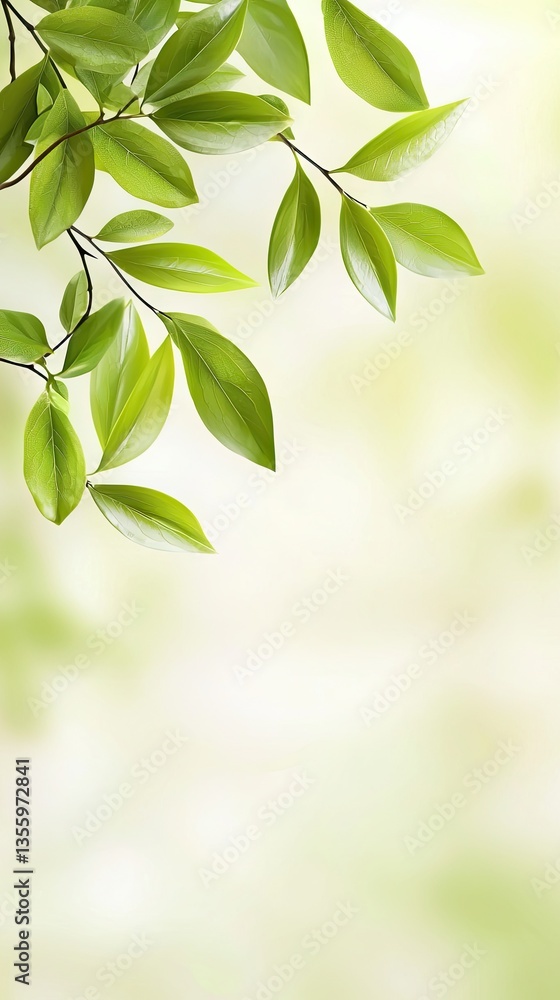 Lush green leaves, spring, garden, blurred background, nature backdrop Lush green leaves, spring, garden, blurred background, nature backdrop
